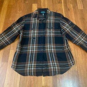 Ralph Lauren Black and Brown Plaid Shirt